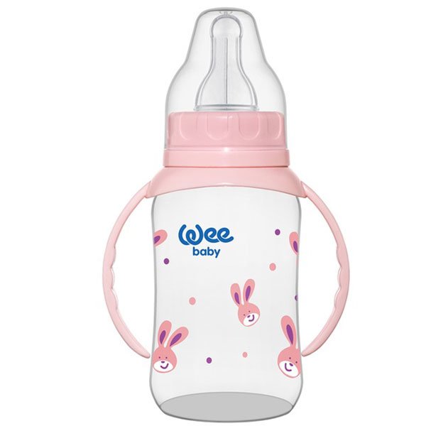 شیشه شیر دسته دار صورتی