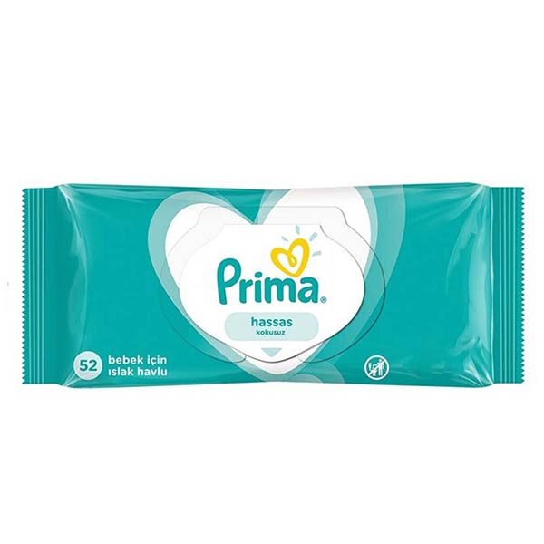 دستمال مرطوب پاکتی پریما 52 عددی