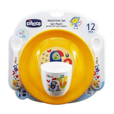 ست 5 تکه ظرف غذای کودک سیکو طرح طوطی زرد