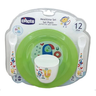 ست 5 تکه ظرف غذای کودک سیکو طرح طوطی رنگ سبز