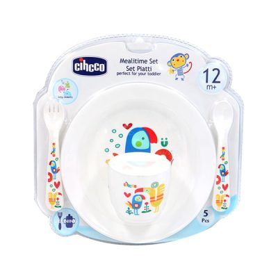 ست 5 تکه ظرف غذای کودک سیکو طرح طوطی رنگ سفید