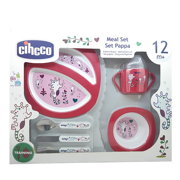 ست 6 تکه ظرف غذای کودک سیکو طرح اسب دریایی رنگ قرمز