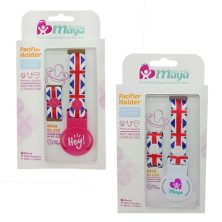 بند پستانک پارچه ای مایا طرح راه راه آبی قرمز