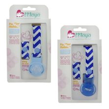 بند پستانک پارچه ای مایا طرح راه راه آبی سفید